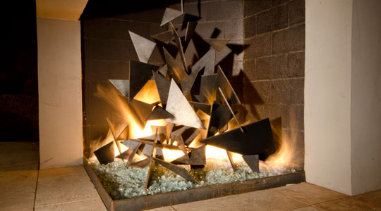 triangle fireplace art
