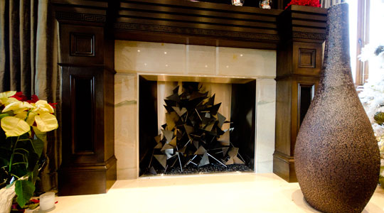 triangle fireplace art