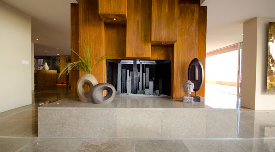 cityscape fireplace art